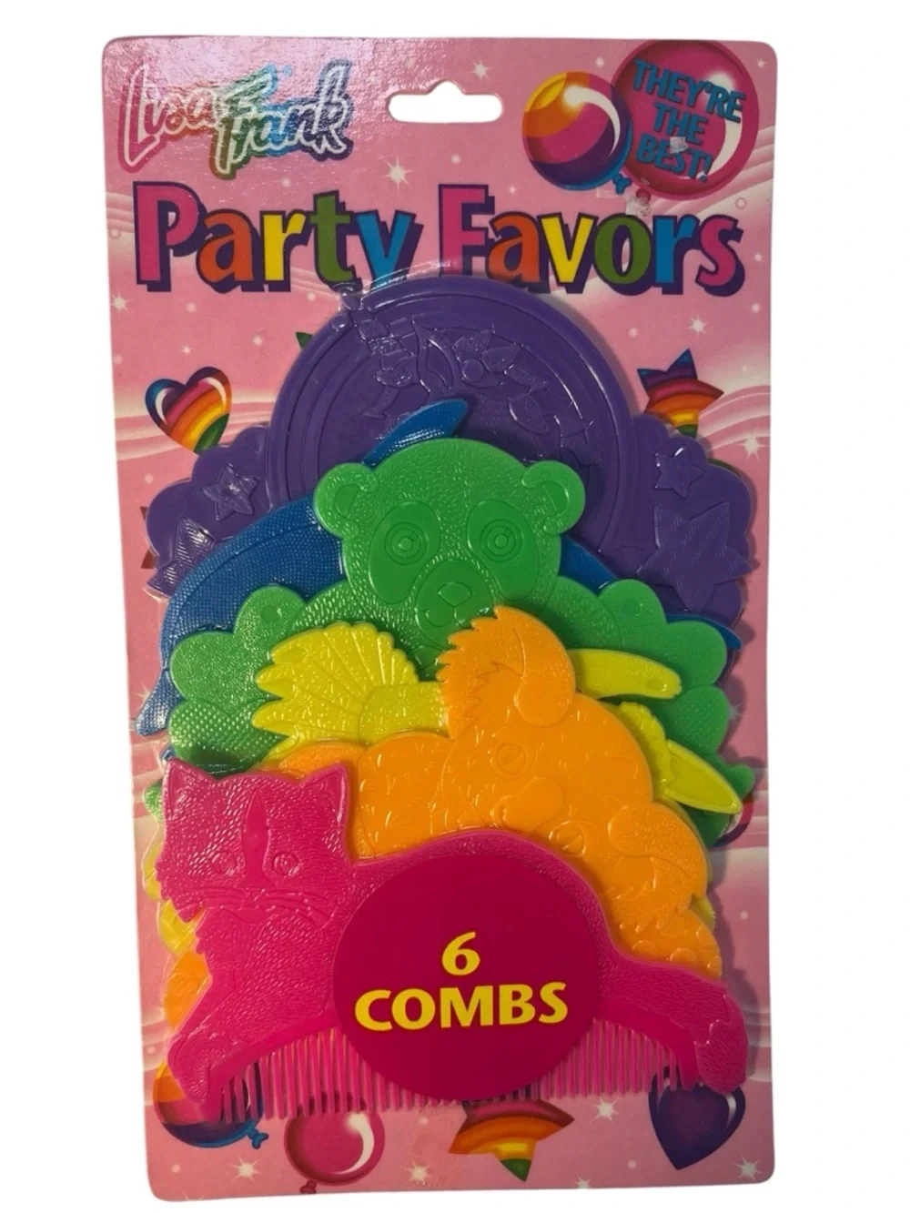 Vintage Multicolor Lisa Frank Six Animal Shaped Combs Party Favors.  NWT